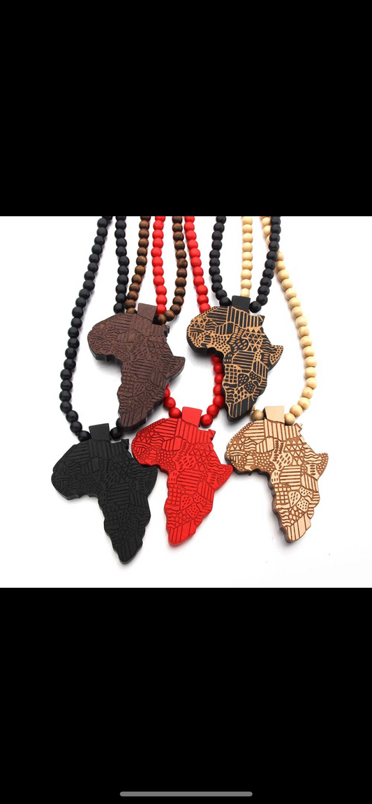 African Map Medallion Necklace - AVAILABLE ONLY IN RED