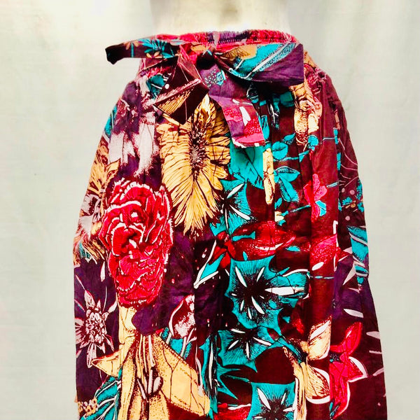 Knee Length Floral Ankara Skirt  - Cotton Material